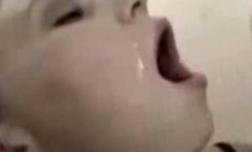 The girl gets a full mouthful of cum
