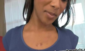 The face of Ebony Teen is covered in cum