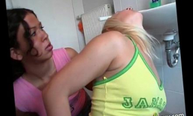 There is force being used on a young blonde girl