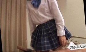 An English subtitled version of CFNM Japanese schoolgirl senzuri is available