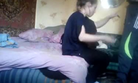 Amateur Russian girl has a cigarette with bunny, and shoots hot blow-job in return