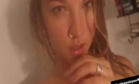 Showering in a hot blonde teen's bathroom