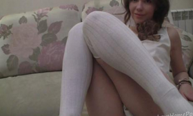 The adorable hairy pussies of this sexy pale girl are being exposed