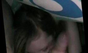 Girlfriend tries to hide her head under a