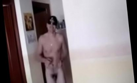 Crazy naked straight lad dancing
