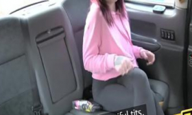 An American redhead tight asshole gets fucked by a dirty taxi driver in a fake taxi