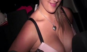 Pornstar Krystal Swift gangbangs with hung guys in cars in PUBLIC