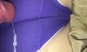Husband Terri Cum is sleeping with purple pants on unaware that she is doing so