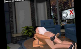 Three studs in 3D are taking anal shots in a TV studio