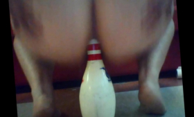 This Slut rides the pin of her bowling ball