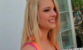 Stunning POV shot of a blonde teen