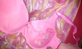 Satin pink two-cup bra
