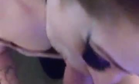 Busty tattooed slut in dark foam fuck