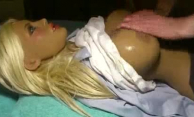 Trashcant blonde doll strip and peeing