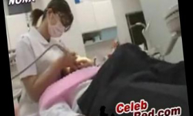 Taking care of a patient with a handjob by a Japanese dentist nurse