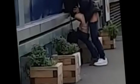 At the train station, two women fuck each other