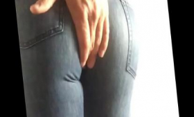 Ripped jeans, tight cock jerking
