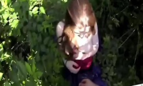 This hot babe gave a hard fuck in the bush.