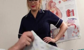 Nurse in uniform, busy with her duties