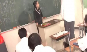 She suckers off the hard cock of her stupid student
