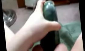 Dildo stretched by inflatable pussy
